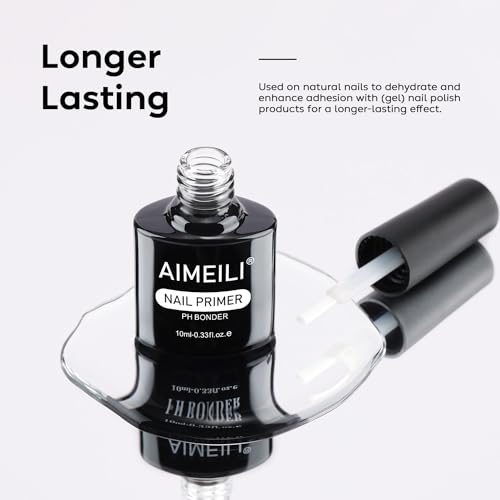 AIMEILI Nail Primer, Nail Pre-Step Bonding Primer for Acrylic Nails UV Gel Polish Nail Bonder Primer Gel No Need Cure 10ml - Image 5