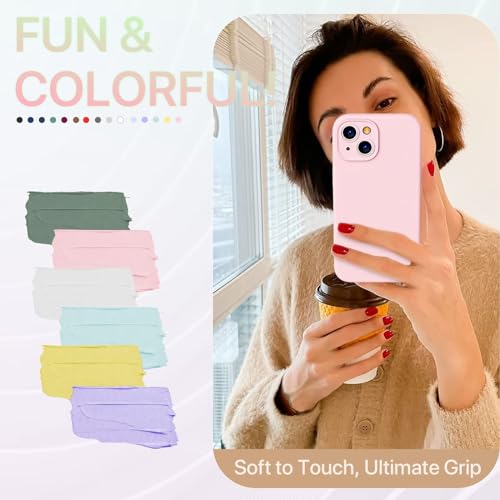 Image of GOODVISH Compatible with iPhone 15 Case, Silicone Upgraded [Enhanced Camera Protection] Phone Case with [2 Screen Protectors], Soft Anti-Scratch Microfiber Lining Inside, 6.1 inch, Sand Pink