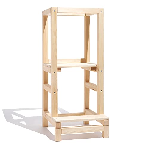 Foto von FIDEMUS Lernturm für Kinder Küchenhelferturm Lernstuhl Fi-1 Kinderstuhl Küche Kitchen Helper Schemel Kinderhocker Montessori Küchenturm Möbel Lerntower, 90cm
