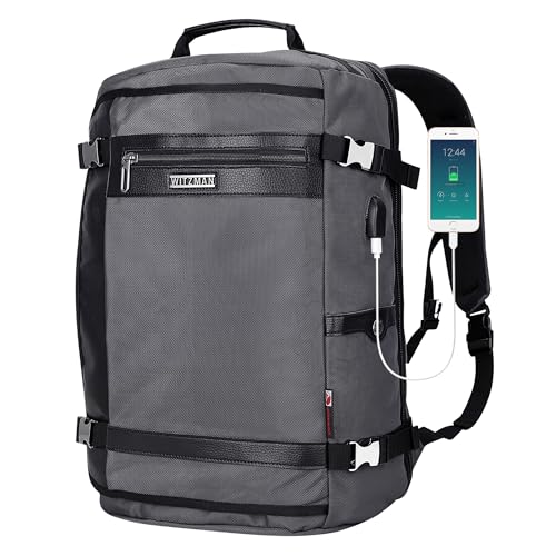 WITZMAN Reiserucksack Nylon Herren Damen Reisetasche Groß TSA Freundlich Handgepäck Rucksack(B686 Silbergrau)