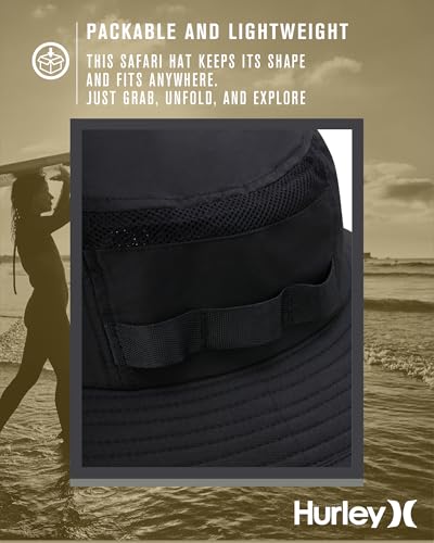 Image of Hurley Men's Boonie Hat - Moisture Wicking and Packable Full Brim Sun Hat UV Protection for Fishing, Hiking, and Safari