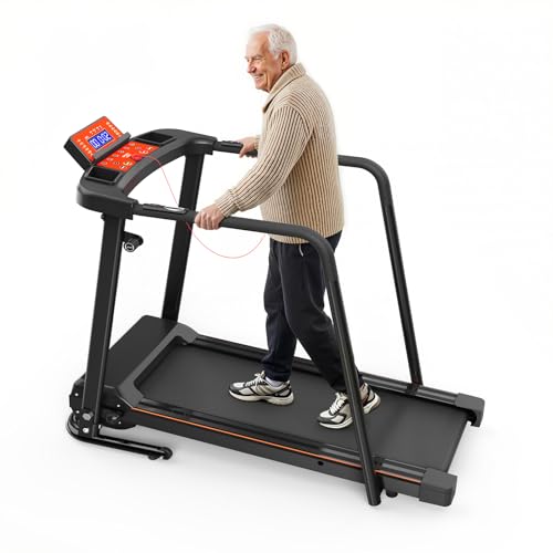 Lastforever Walking Treadmills with Extended Handrails, 2.5HP Quiet Motor, Heart Rate Monitor, 310 lbs Capacity, Treadmill for Seniors, Recovery & Home Jogging