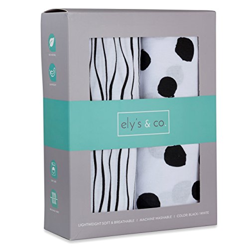 Crib Sheet Set | Toddler Sheet Set 2 Pack 100% Jersey Cotton Black And White Abstract Stripes And Dots #TOP17