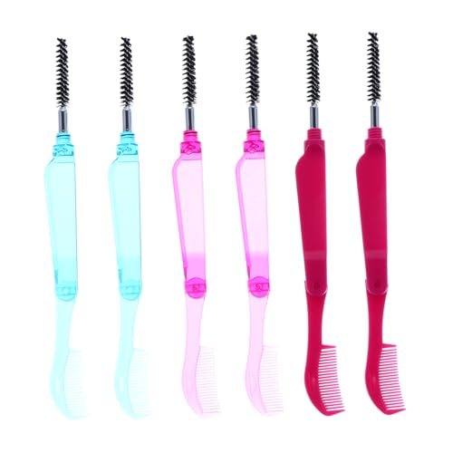 HONMEET 6pcs Folding Eyelash Combs Professional Makeup Tool for Lash Brow Separation Random