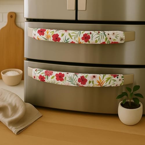 Image of WWW.THROWPILLOW.IN Fridge Handle Covers, Set of 2|Floral Printed Washable Fridge Handle Cover For Lg Samsung Fridge Refrigerator Door Handle Cover Kitchen Decor, 2 Piece
