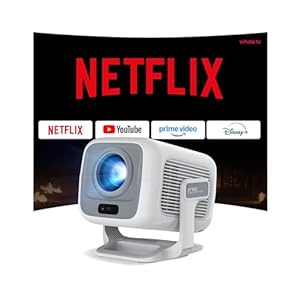 [Kompatibel with Netflix] Smart Beamer Native 1080P FHD 4K Unterstützung Projektor 800 ANSI Google Cts-Zertifizierung Auto Fokus and Keystone Android 13 Mini Projector, WiFi 6 & Bluetooth N300