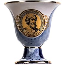 BEAUTIFUL GREEK STATUES Pythagoras Cup of Justice Pythagorean Theorem Fair Mug Ancient Greece Blue Cobalt Usable