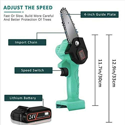 Deysen Mini Chainsaw, 4 Inch Cordless Electric Protable Chainsaw Rechargeable Lithium Battery Chainsaw 0.7kg Ultra-Light Electric Saw Suitable for Garden, Branch, Wood Cutting and Pruning