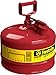 Justrite 7125100 Type I Galvanized Steel Flammables Safety Can, 2.5 Gallon Capacity, Red