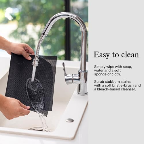 Image of Placemats Set of 4 - Easy Clean Woven Vinyl Placemats for Dining Table, Indoor /Outdoor Place Mats, Washable PVC Table Mats(Black)