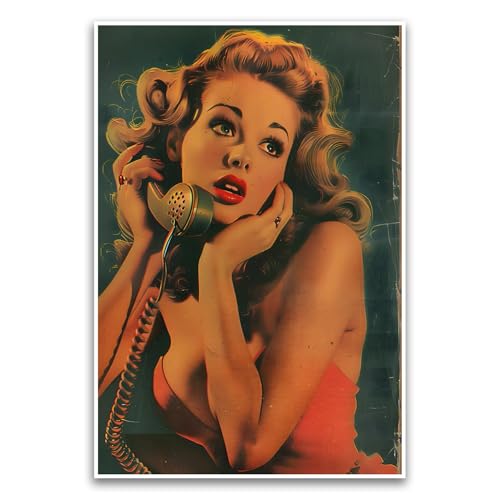 Vintage Retro Pin-Up Girl Poster - Classic 1950s Style Wall
