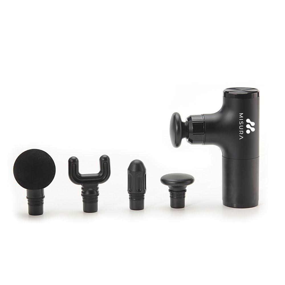 MISURA | Pistola de Masaje con Función Powerbank, Regarca tu Móvil Mientras Entrenas, 4 Cabezales, Silencioso, Hasta 2800 rpm, Ligera y Cabe en Bolsillo | MB3