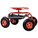 HEIGHYOXP Rolling Garden Scooter with Swivel Seat and Tool Tray - Heavy-Duty Steel Frame, 360° Adjustable Seat, Large Wheels for All Terrains (Red)