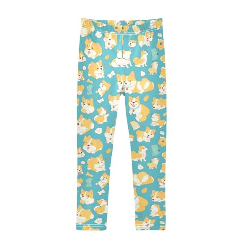 Dogs Girls' Leggings Toddler Doodles Funny Corgi Kids Yoga Pants Dance Active Tights 4T