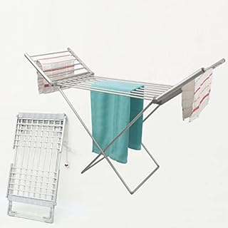 DJZZ 18 Bars Heated Folding Clothes Dryer, 250W Winged Indoor Airer, Electric Drying Rack Clothing horse, stable easy moves store away, Onecolor