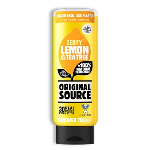 Original Source Lemon & Tea Tree Shower Gel, 100 Percent Natural Fragrance, Vegan, Cruelty Free, Paraben Free, Large Bottle, 750 ml