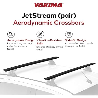 Yakima Set of 2 Roof Rack Crossbars, Rooftop Car, SUV, or Truck T-Slot Bars Compatible with StreamLine Tower Bars Only, 50 Inch, JetStream