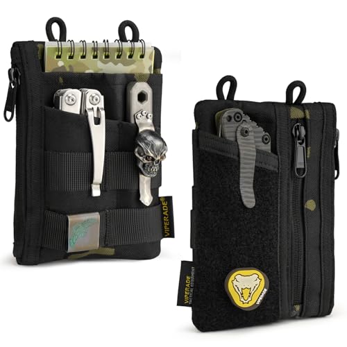 Image of VIPERADE VE18 EDC Pouch, Pocket Organizer for Men, EDC Pocket Organizer, 3 Slots with 2 Zipper Pockets, Multitool Pouch (Black Camo)
