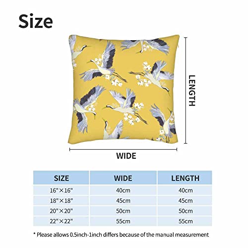 Wondertify Crane Throw Pillow Covers Japanese Birds Traditional Vintage Kimono Square Pillow Cases Set Of 2 For Decorative Cushion Bed Couch Sofa White Blue Indigo 18"X18" #TOP5