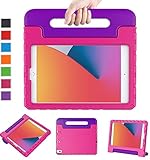 LTROP New iPad 9th Generation Case 2021, iPad 8th/7th Generation Case for Kids, iPad 10.2 Case 2021/2020/2019, Shockproof Handle Stand Kids Case for Apple iPad 9/8/7 Gen 10.2-Inch, Rose and Purple