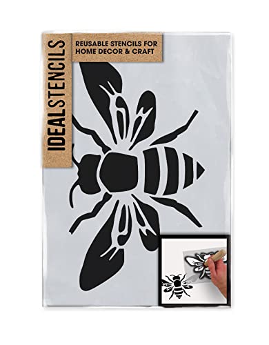 Ideal Stencils Bumble Bee Craft Stencil - Craft, Art, Decor - Paint Design onto Any Surface - Reusable, A6 - 10.5x15cm