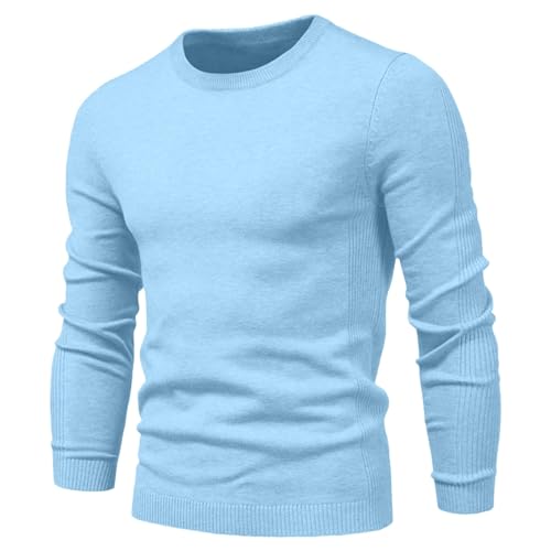 Men's Pullover Sweater Slim Fit Round Neck Solid Loose Long Sleeve Jumper Tops 2024 Winter Trendy Warm Sweaters