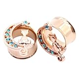 MEATTRIMEIT New 2026 Unisex 2Pcs Stainless Steel Flower Leaf Moon Feather Skeleton Ear Tunnels Plugs Expander Stretcher Gauges Body Piercing Jewelry Fashion Accessories Creative For Women And Men