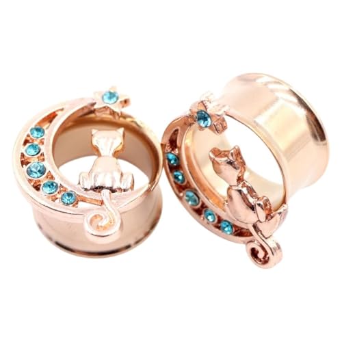 MEATTRIMEIT New 2026 Unisex 2Pcs Stainless Steel Flower Leaf Moon Feather Skeleton Ear Tunnels Plugs Expander Stretcher Gauges Body Piercing Jewelry Fashion Accessories Creative For Women And Men