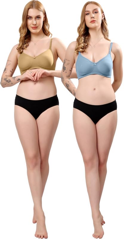 Image of London Hills Regular Bra for Women Everyday Non Padded Wire Free Mid Coverage Cotton Blend