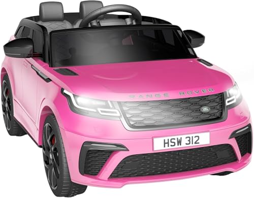 Coche eléctrico para niños 12 V, 2 asientos, Land Rover con licencia para coche, eléctrico para niños con mando a distancia, música, educación temprana, TF,USB, para mayores de 3 años, rosa
