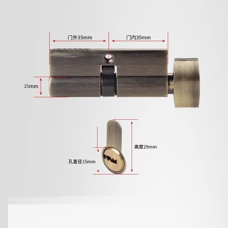 cilindro di chiusura, Lunghezza cilindro metallico in lega di zinco singolo for vetrina(Brown)