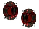 Star K Oval 8x6mm Simulated Garnet Earrings Studs Sterling Silver