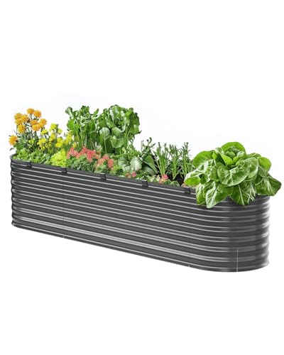 VEVOR Hochbeet Metall 2400x600x290 Mm Oval - Robustes Pflanzbeet Gemüsebeet Mit Offenem Boden