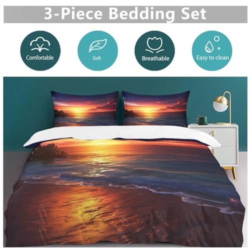 Parure de lit 3 pièces microfibre avec fermeture éclair soleilset