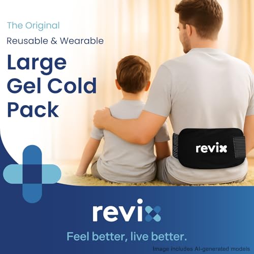 Image of REVIX Soft Ice Packs for Injuries 14 inch x 7 inch - 2-Pack Flexible Cold Compress with Strap for Back, Shoulder, Hip, Leg, Reusable Large Cold Packs for Enhancing Comfort and Soothing Fatigue