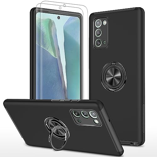 AKINIK for Note 20 Case, Samsung Galaxy Note 20 Case with Self Healing Flexible TPU Screen Protective [2 Pack], Military Grade Invisible Kickstand Case for Samsung Note 20 5G-Black