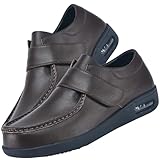 AEHO Zapatos Elegance Confort Ancho Especial Zapatillas Cómodas Ancho Especial Cuero Hombre Interior de Piel Transpirable Zapatos Pies Anchos,Marrón,37.5 EU