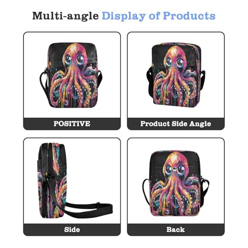 Crossbody Bag Colorful Octopus Messenger Bag for Women Men Purse Shoulder Bag Satchel Bag with Adjustable Strap 214B87734