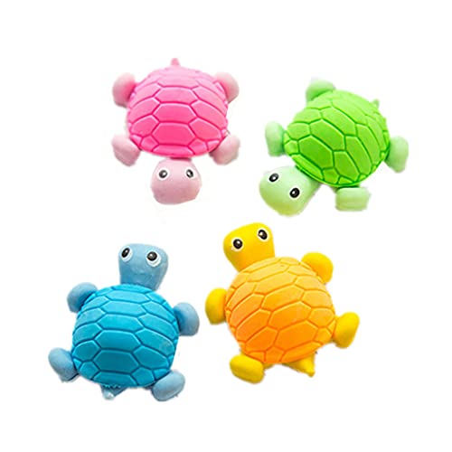 Juego de 6 gomas de borrar de goma con diseño de tortuga, color aleatorio, excelente procesamiento de moda