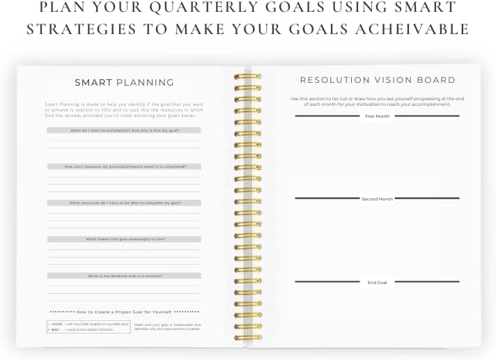 6 Month Undated Christian Planner || Bible, Prayer, & Habit Journal | Monthly and Weekly Hard Cover Christian Planner For Women (Black)