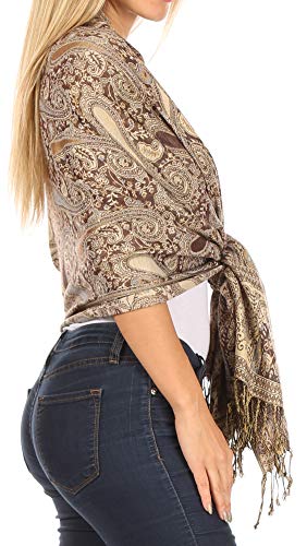 Sakkas Kalin Long Wide Paisley Design Woven Pashmina Shawl Scarf Wrap Stole4
