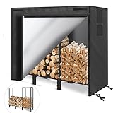 KYATE 4ft Firewood Rack Outdoor with Cover Fireplace Wood Storage Heavy Logs Stand Stacker Holder Strong Lumber Racks Outside for Courtyard Patio
