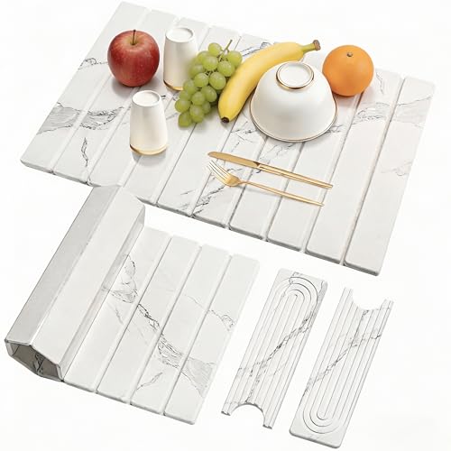 3PCS Set Large Stone Drying Mat for Kitchen Counter Foldable