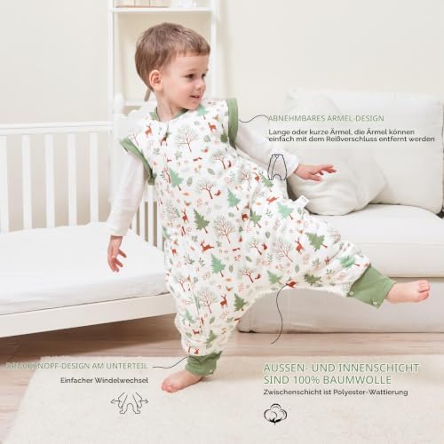 Looxii Baby Schlafsack Winter mit Füßen Baumwolle Winterschlafsack 3.0 Tog Warm Babyschlafsack mit Beinen Schlafsäcke Neugeborene für… – Ansicht 4