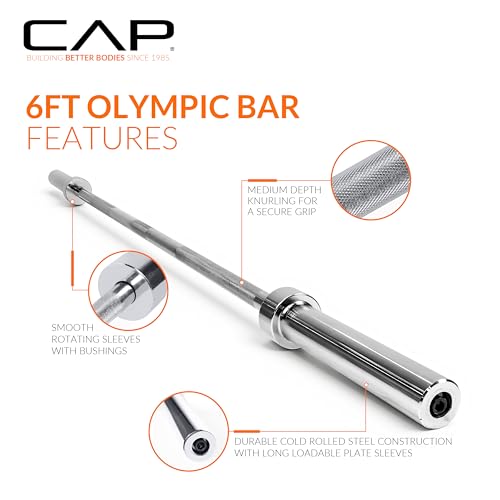 Image of CAP Olympic Barbell - 5FT, 6FT, & 7FT Strength Training Weight Bars, Multiple Options