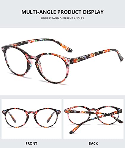 MAGIMODAC Ladies Anti Blue Light Reading Glasses Round Oval Lightweight Eyeglasses Women Readers Glasses +1.0 +1.25 +1.5 +1.75 +2.0 +2.25 +2.5 +2.75 +3.0 +3.5 +4.0 (Floral Red - Image 3