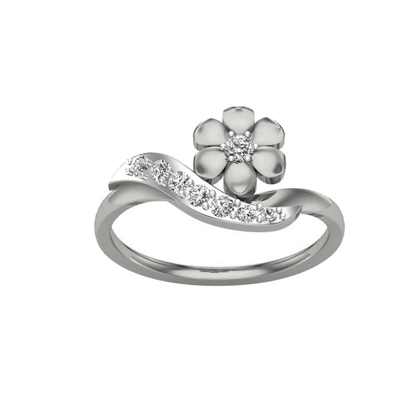 Image of DISHIS 14K Yellow /White /Rose Gold Diamond Flower Ring for Women