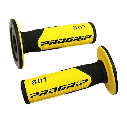 IMPORT PARTS BIKE - REVETEMENT POIGNEE PROGRIP 801 JAUNE-NOIR (PAIRE) -115mm- (CROSS) Cover
