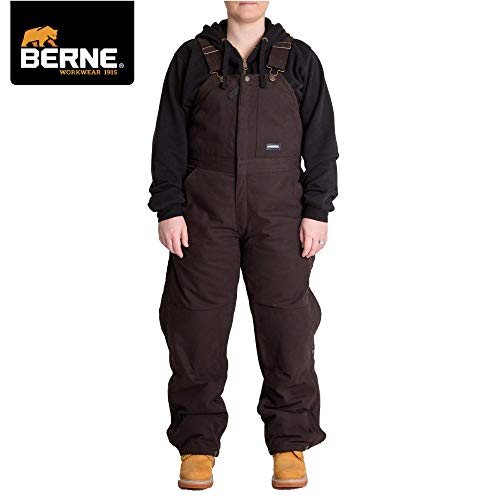 Berne Women's Softstone Duck Insulated Bib Overall, X-Large Tall, Dark Brown #TOP2