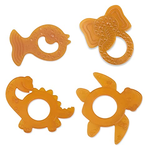 GRÜNSPECHT Bio-Beißring aus Naturkautschuk für zahnende Babys, massiert Zahnfleisch, BPA frei, weich, fördert Feinmotorik, Elefant (639-00), braun